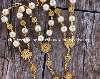 12 rosary bracelet - Baptism favors - first communion favor- wedding favors- christening baptism favor-small car rosary- holy communion