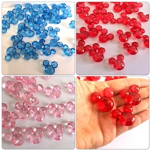 Lot of 24 Mickey and Minnie Mouse acrylic crafting beads med - chunky Beads, mickey head bead