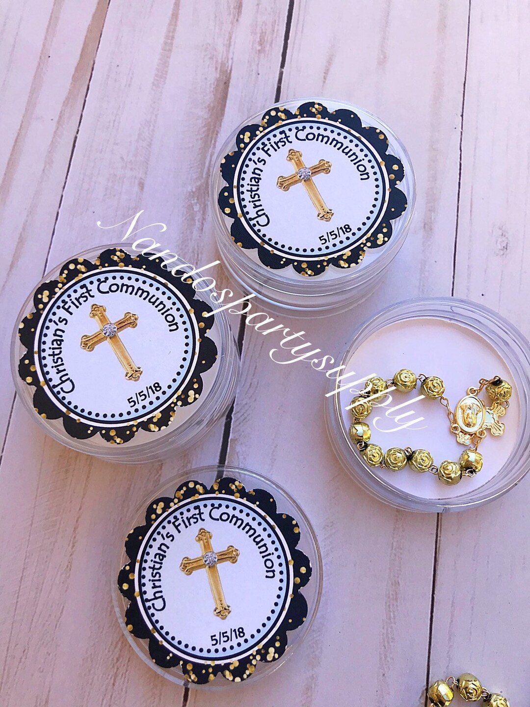 12 Baptism Favors Boxes With Mini Rosaries- Boy Baptism Favors- Girl ...