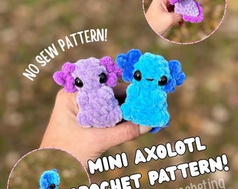 No Sew Mini Axolotl Crochet Pattern: PDF Plushie Instructions