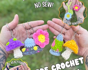 Miniaturas retrô de crochê sem costura em PDF: Lâmpada de lava de crochê, OVNI de crochê, Cogumelo, Flor, Moldes de crochê sem costura, Amigurumi sem costura