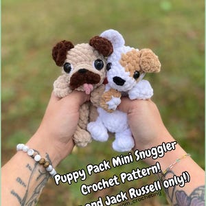 Patrón de crochet para mini peluches de Pug y Jack Russell (solo)