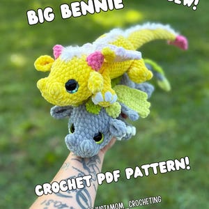 Big Bennie the Dragon, PDF Crochet Dragon Pattern, Low Sew Dragon Pattern