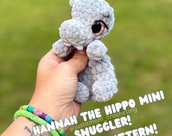 Hannah the Hippo Mini Snuggler Crochet Pattern Crochet Plushie Amigurumi