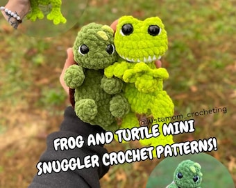 Frog and Turtle Mini Snuggler Crochet Patterns Crochet Plushies