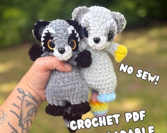 No Sew Raccoon Crochet Pattern, Amigurumi Pattern, Racoon, Crochet Plushie, Remi the Raccoon