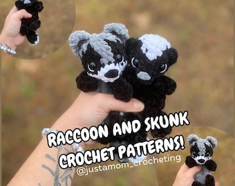 Raccoon and Skunk Mini Snuggler Crochet Patterns Crochet Plushies