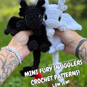 Nithe&Lilea Mini Fury Dragon Snugglers Crochet Pattern Amigurumi Dragon Snuggler