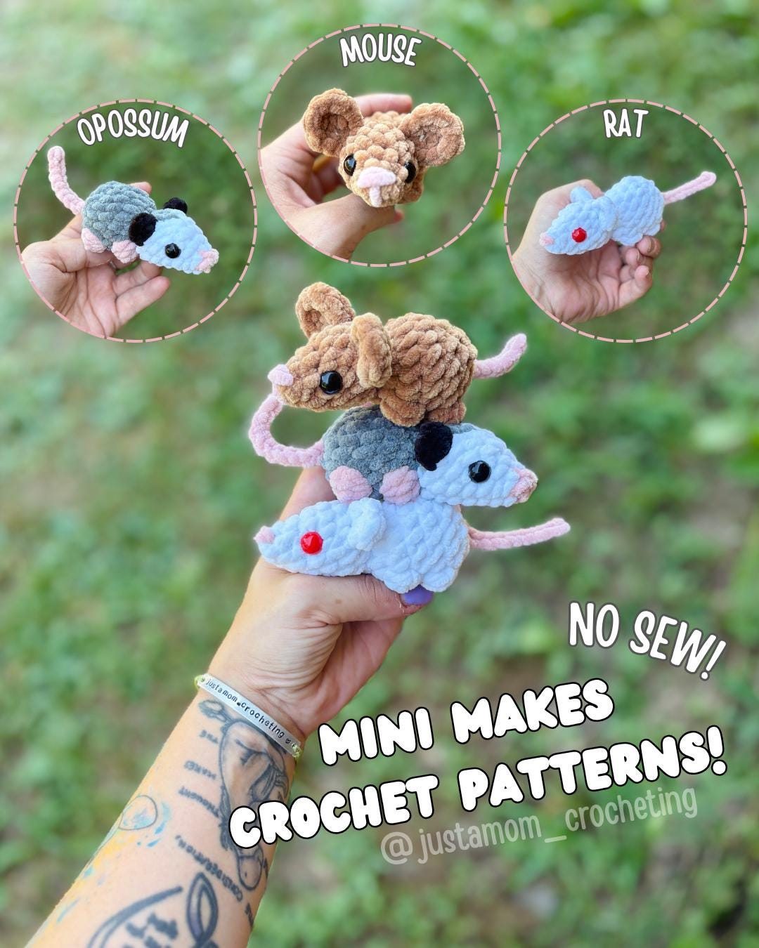 Crochet Raton No Sew Crochet Mini Mouse, Rat, Opossum Patterns (PDF Pattern) - Etsy