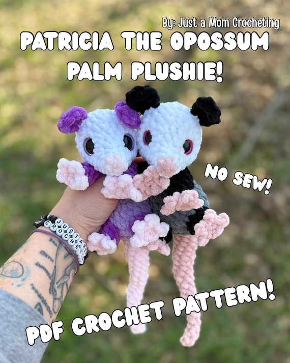 Patricia Opossum Palm Plushie Crochet Pattern, No Sew Amigurumi (PDF Pattern)