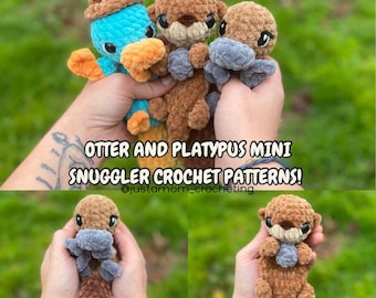 Mini Snuggler-haakpatronen otter en vogelbekdier gehaakte knuffels