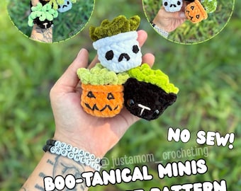 Miniplantas de Halloween sin costura, patrones de crochet, patrón PDF, amigurumi de peluche