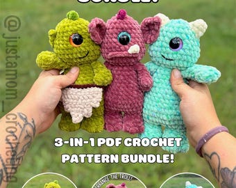 Halloween Monster Crochet PDF Pattern, Low Sew Monster Pattern, Amigurumi Halloween Patterns
