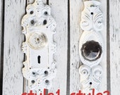 Sale Vintage victorian door knob keyhole plate Shabby Chic crystal Door Knob Hook cast iron Decor Shabby Chic Decor Curtain Tie Back