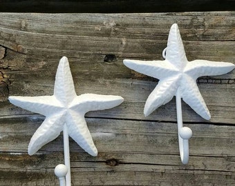 On Sale! One Star fish wall hook, beach wall hook, nautical wall hook, cast iron hook. 2 different styles