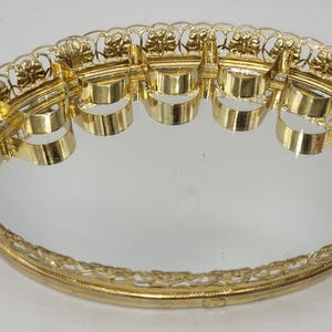 Vintage Kosmetiktablett mit 5 Lippenstifthalter Hollywood Regency Goldmetall Spiegeltablett