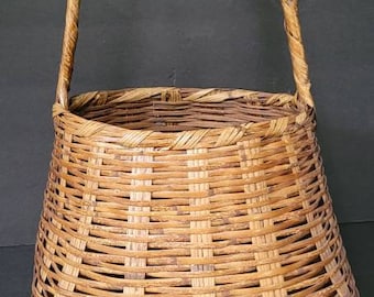 Large 20" Vintage woven Wicker Market Basket with Handle boho style plant basket linen basket fruit basket