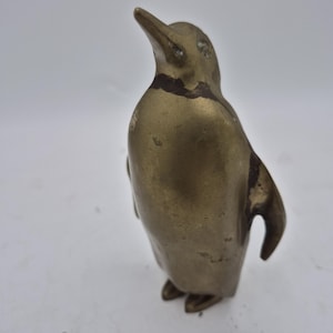 One 8&quot; Vintage Solid Brass penguin Figurine mid century