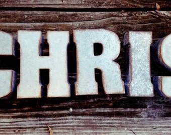 Distressed Galvanized Metal Letter/Metal Letters/ 7 inch letter/Wall Letter/Small Metal Letter/Wedding Decor/Rustic/Wall or Shelf Letter