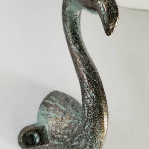 One 3.5 Cast Iron flamingo bird hook, metal towel Hook, tropical aviary Decor, Kids Bathroom, Decor bird beak Nursery, exotic oasis image 8