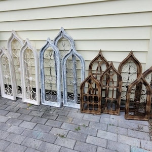 Rustic wood & metal boho Farmhouse Window church Arch / Window Pane gothic style/ wall art/ Large Wall decor/ 3 sizes/Mexican Vintage Style