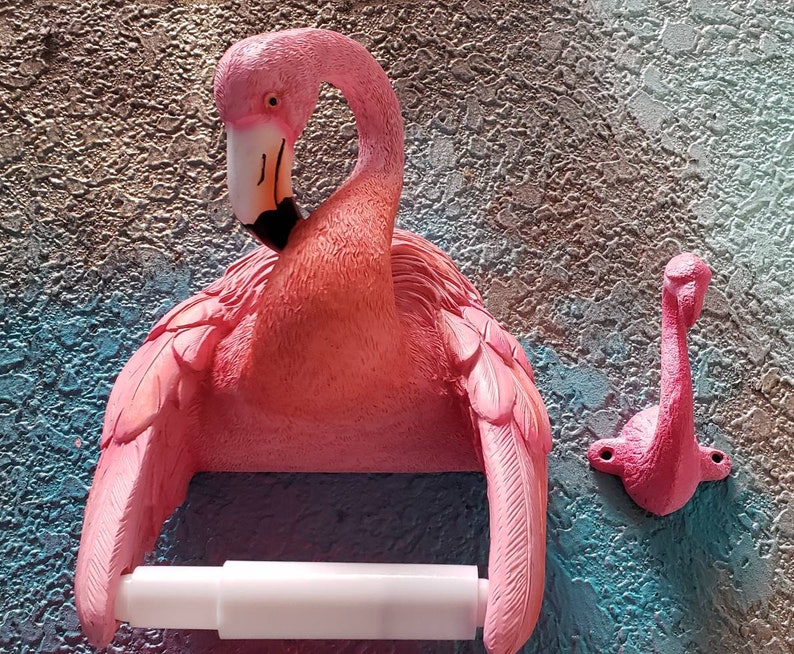 Resin flamingo bird Toilet Paper Holder exotic Decor Beach | Etsy