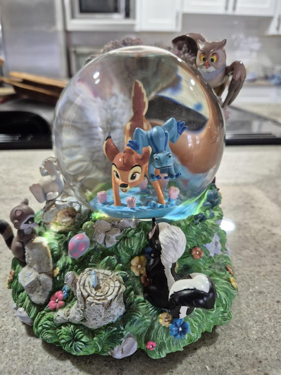 Disney Store Bambi & Friends Snow Globe Features Characters Bambi