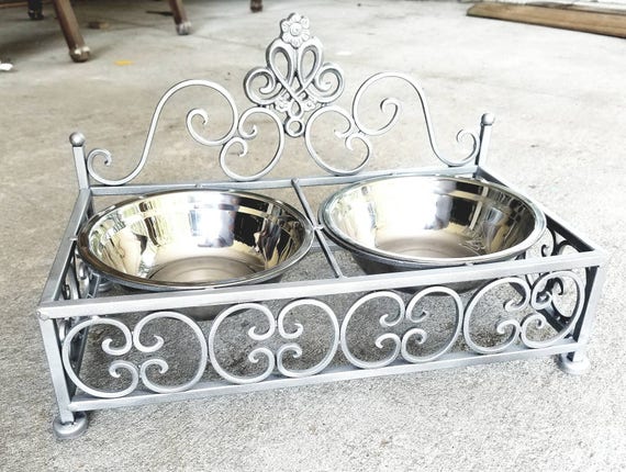 Fancy Metal Antique Dog Or Cat Bowl French Cottage Style Etsy