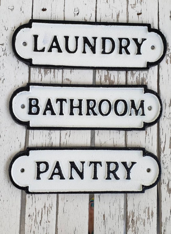 Retro Style Wood BATHROOM Door Sign 8/" x 2 1//4/"