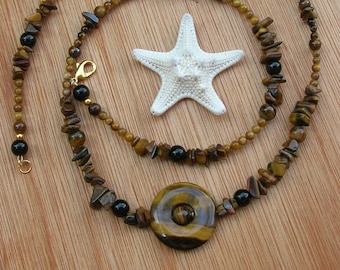 Tigers Eye Bold  Statement Necklace / Gemini Birthstone Crystal Gemstone Gift