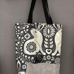 Tote with Double Pocket Rabbit image 2