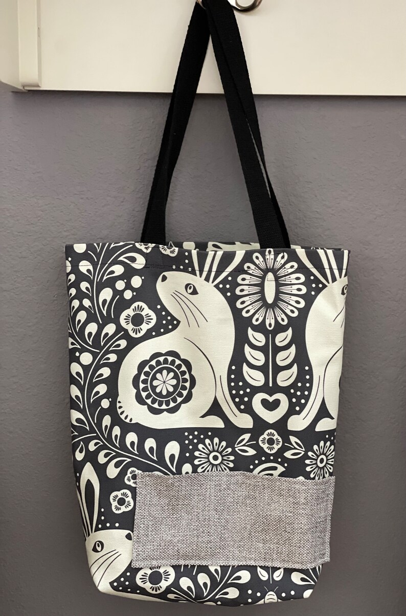 Tote with Double Pocket Rabbit image 3