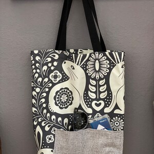 Tote with Double Pocket Rabbit image 1