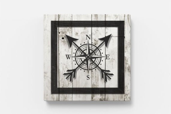 Nautical Compass 12 X 12 Canvas Wall Art Etsy