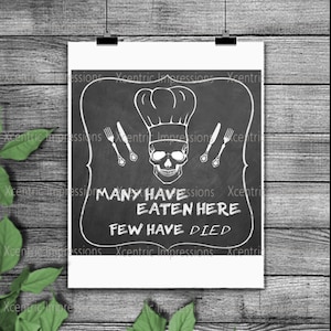 Instant download Many have eaten here few have died, skull stencil, skull vinyl stencil, kitchen skull svg, skull svg, skull png, silhouette