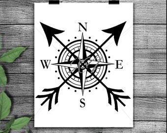 Nautical compass cut file, compass silhouette, compass svg, compass png, compass stencil, compass silhouette, nautical, cut file