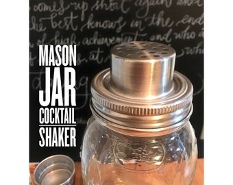 Mason Jar Cocktail Shaker, Glass Mason Jar Cocktail Shaker, Vintage Cocktail Shaker, Martini Shaker, Ball Mason Jar Shaker