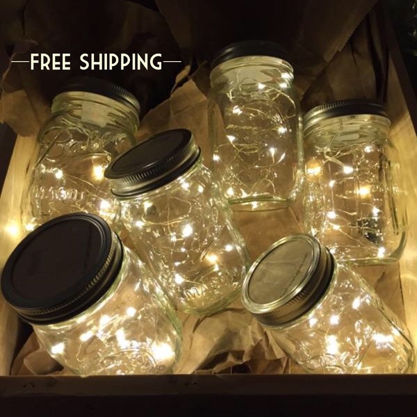 Firefly Lights and Mason Jar, Outdoor Lightning, rustic, Fairy Lights, Mason Jar Lights, String Lights, Wedding Lights, Wedding Centerpiece