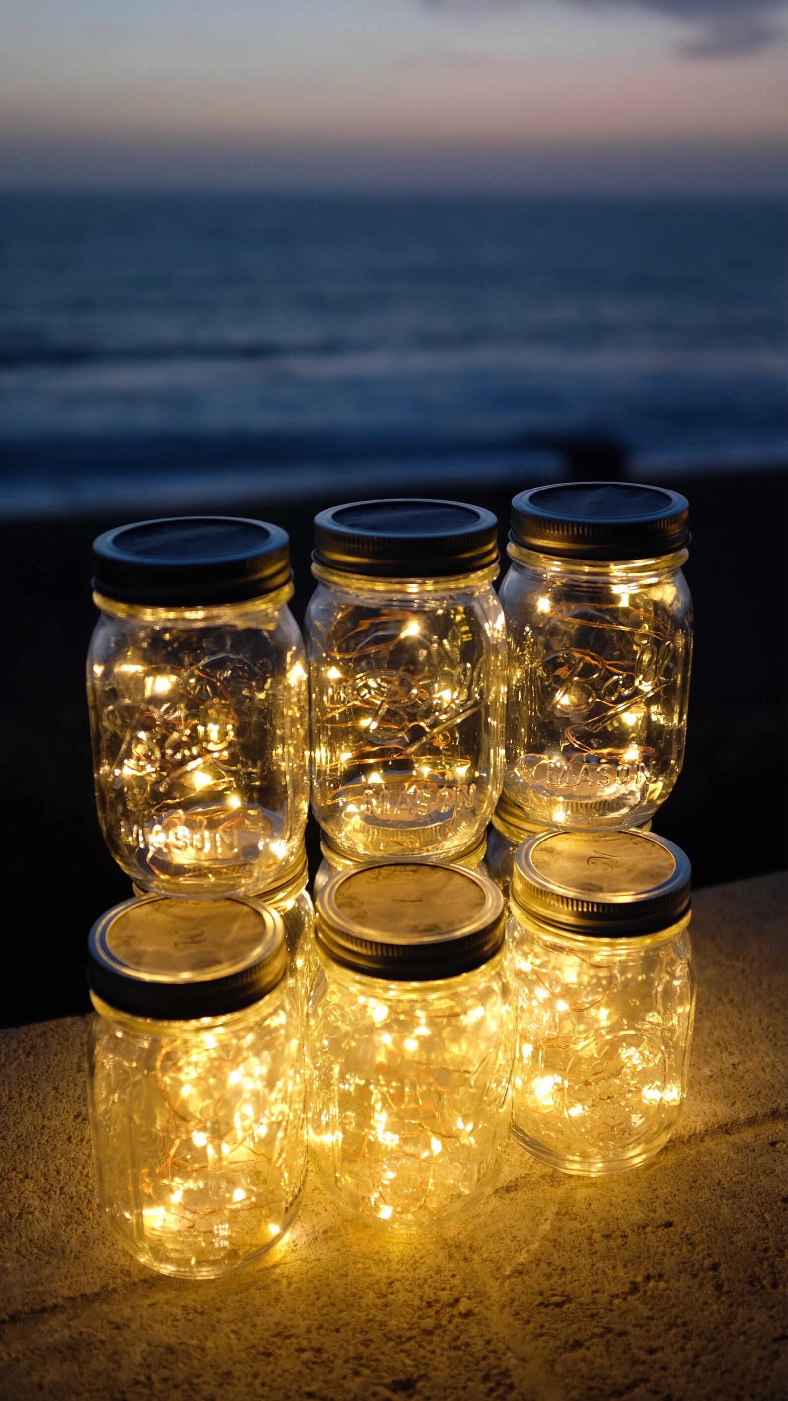 Rose Gold Wire Mason Jar Centerpiece Mason Jar Light Firefly Etsy