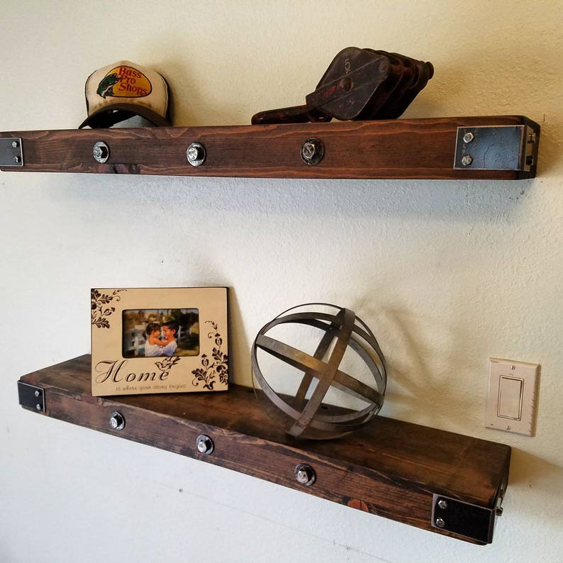 Rustic Reclaimed Wood Floating Shelves Wall Shelf Mantel With Image 0