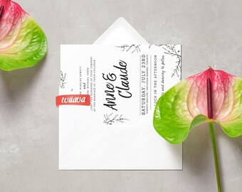 Sample Wedding Invitation / Wreath Wedding Invitation / Paper Sample / Black & White