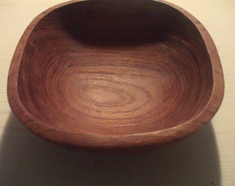 Signed Teak Wood Bowl