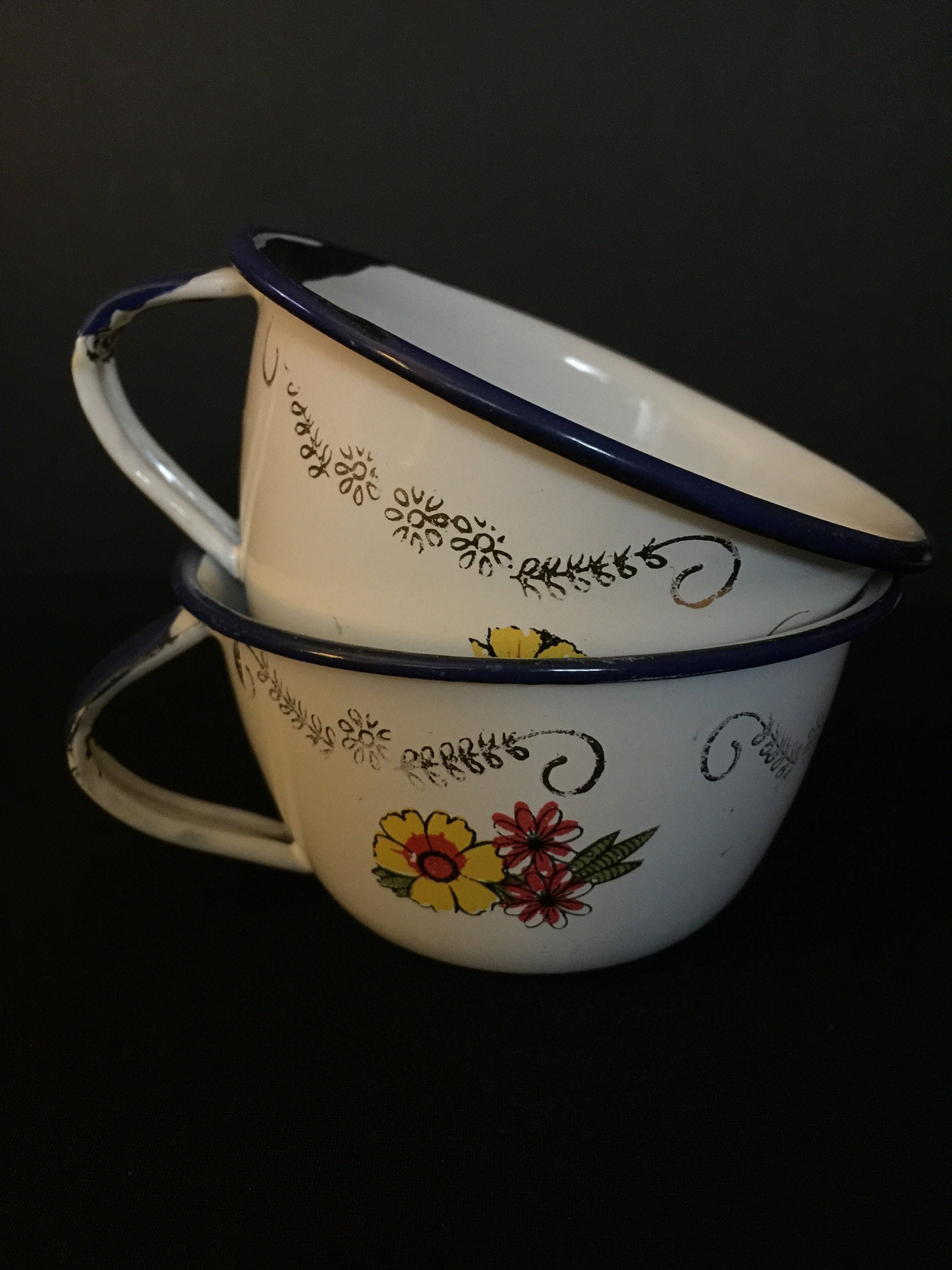 Vintage TRES Enamelware Cups 2 Etsy UK