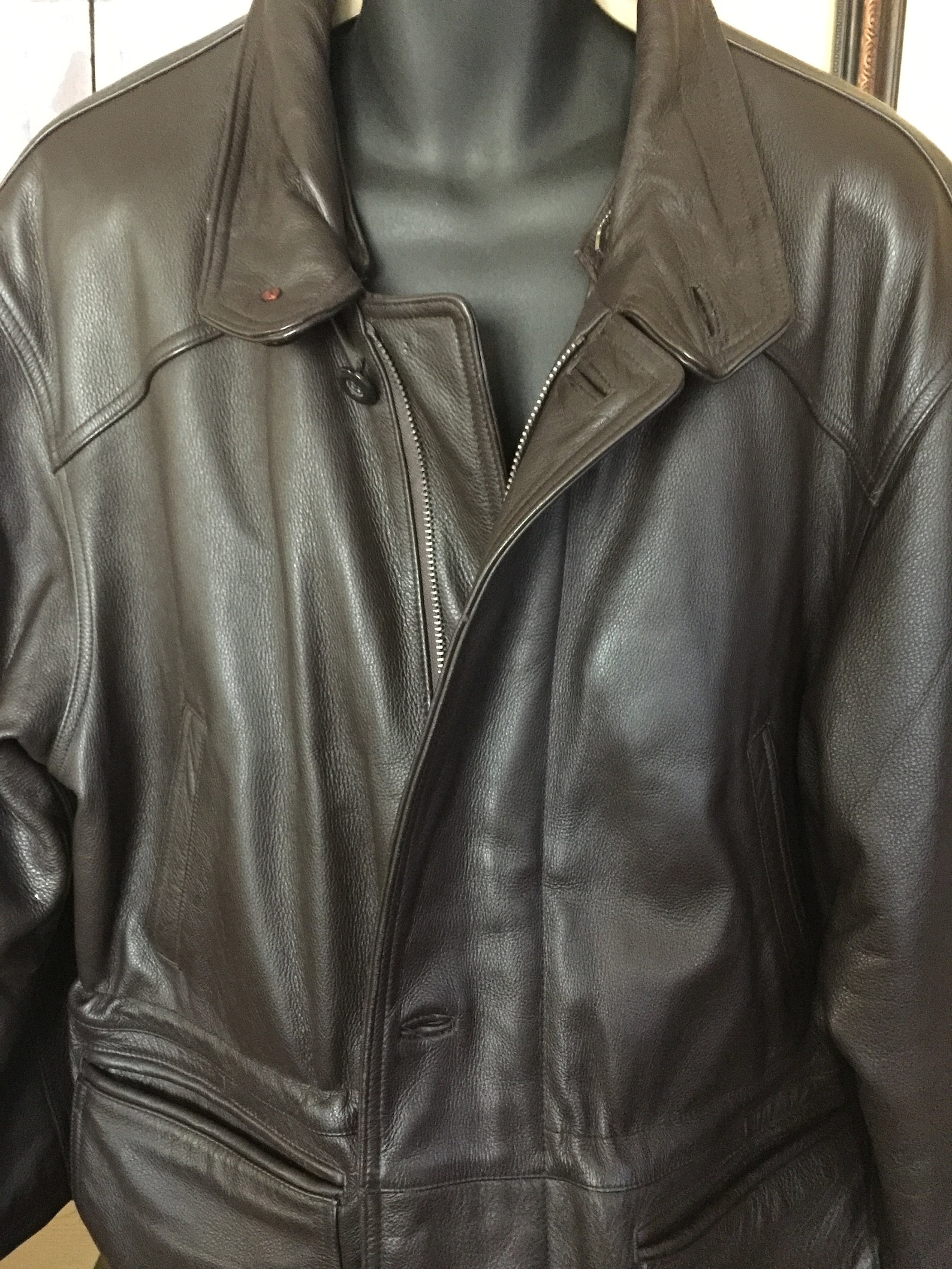 Mens PARADOX Heavy Leather Coat XL Etsy