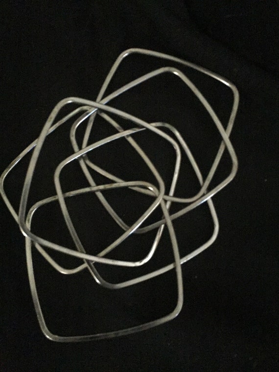 Vintage Inter-locking Silver Bracelet - image 2