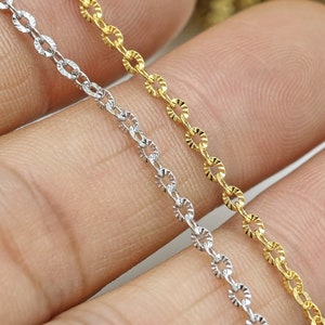 Diamond Cut Sparkle Chain, Stainless Steel Chain, Textured Chain, Cable Link Chain Bulk Wholesale Silver Gold Chain for Jewelry Making