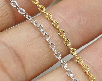 Diamond Cut Sparkle Chain, Stainless Steel Chain, Textured Chain, Cable Link Chain Bulk Wholesale Silver Gold Chain for Jewelry Making