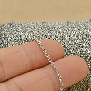 30 pi x chaîne en acier inoxydable en vrac au pied, chaîne en vrac au pouce pour la fabrication de collier, chaîne Rolo à maillons de câble en vrac par mètre image 6