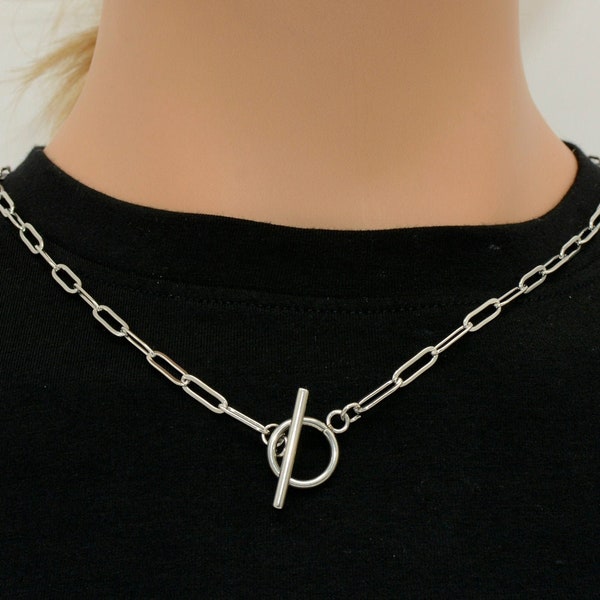 Stainless steel paper clip necklace clearance