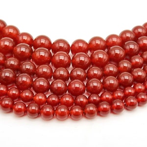 Natural Carnelian Beads 4mm 6mm 8mm 10mm 12mm Round Natural Red Agate Gemstones for Bracelets Jewelry Making